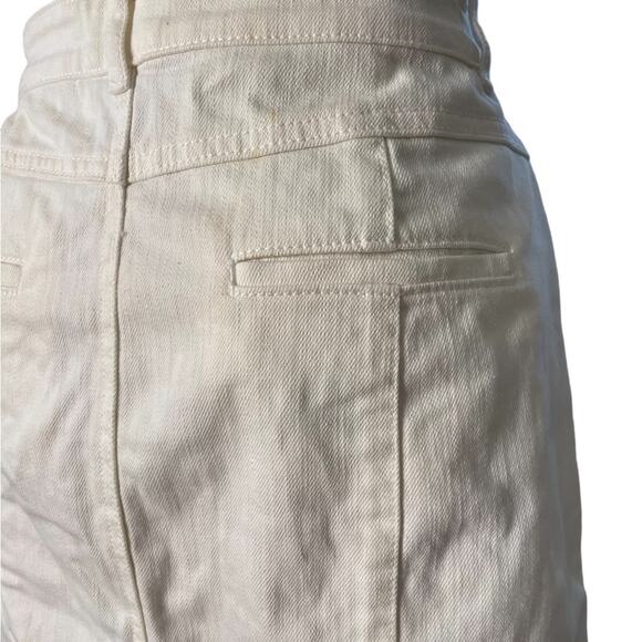 Ann Taylor High Rise Denim Midi Pencil Skirt Womens 8P Cream Stretch Slit Classy - Picture 6 of 12